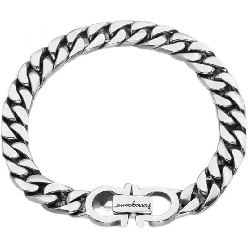 Sterling Silver Bracelet Trendy Men's Cuba Chain