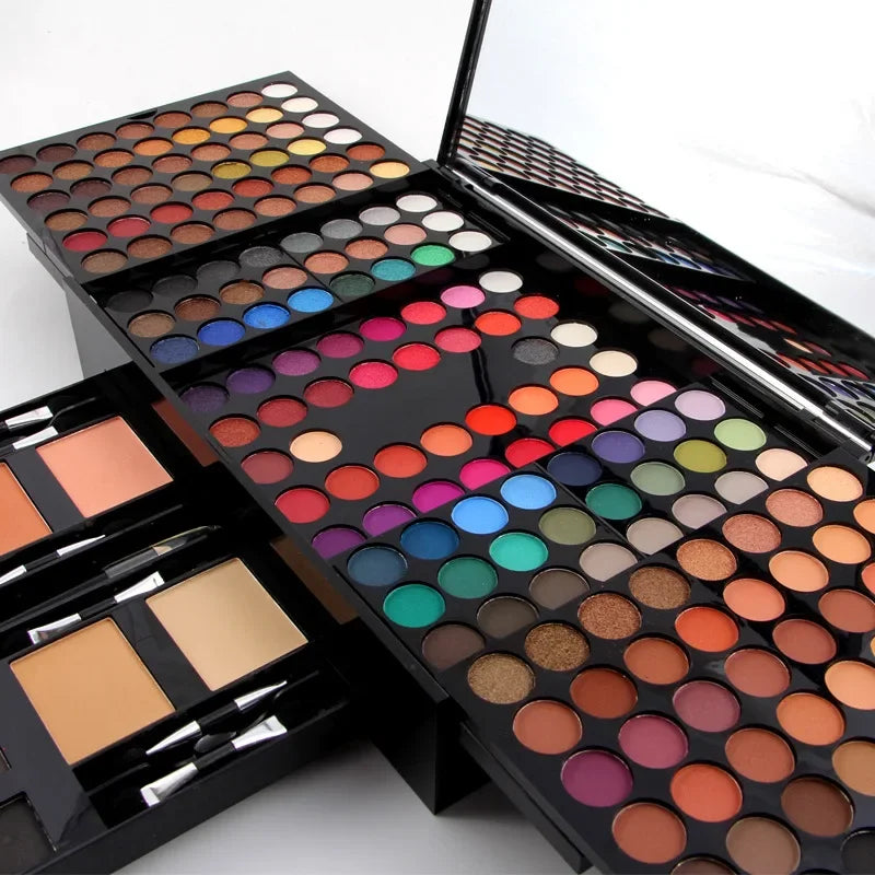 194-color eye shadow palette with brush mirror