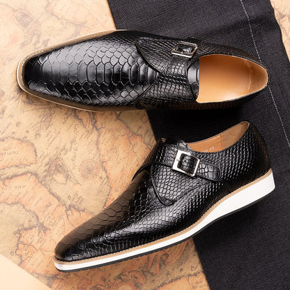 Men's Leather Original Fashion Buckle Monk Strap Casual Sneakers