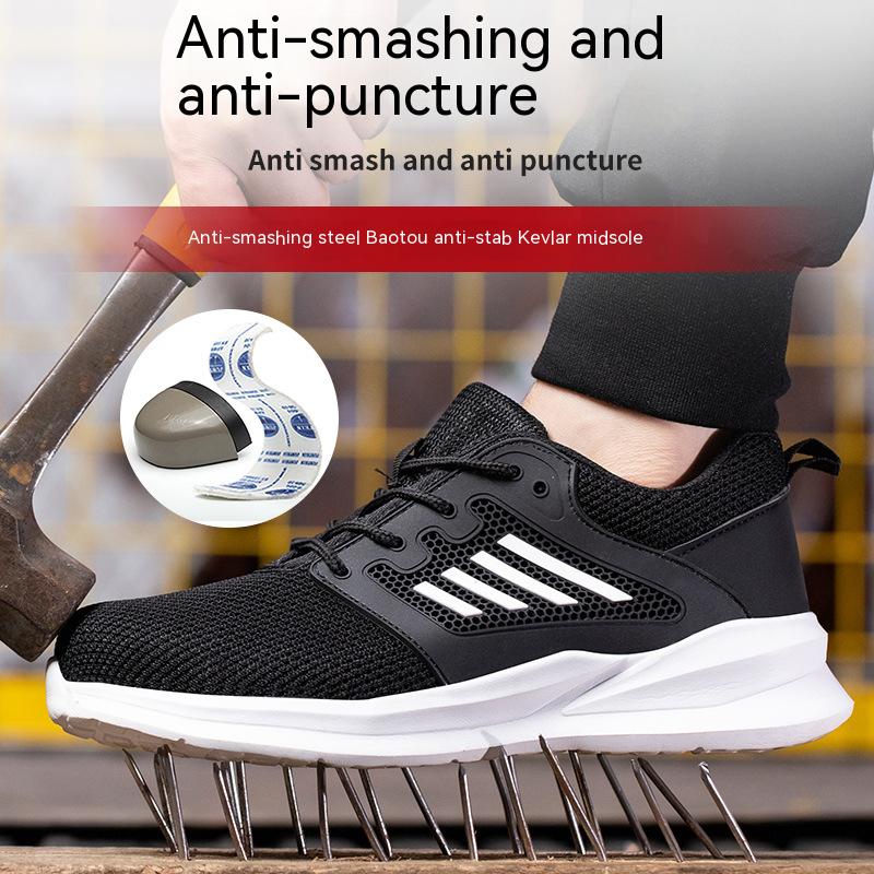 Breathable Sneaker for Men Women Black Mess Safety Shoes