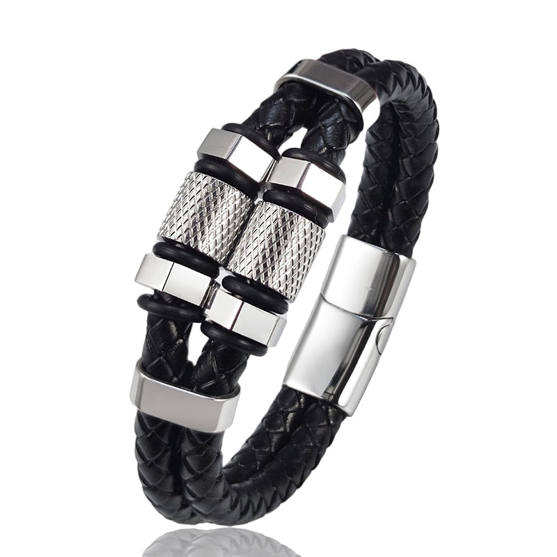Luxury Stainless Steel Beaded Hexagon Bracelet