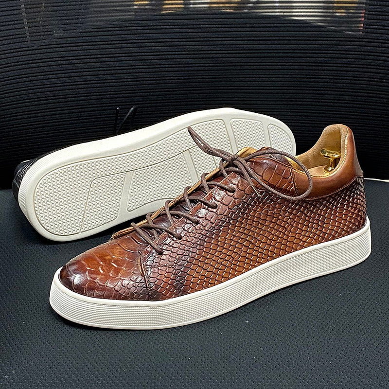 Genuine Leather Lace-Up Soft Sole Leather Original Flat Sneakers