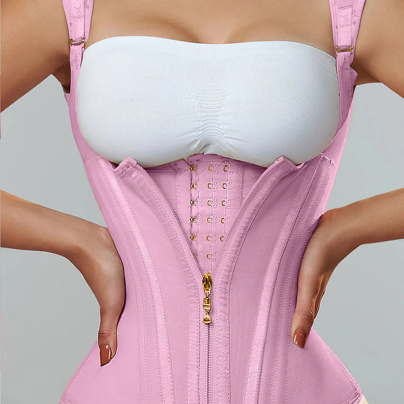 Fajas Colombians Girdles with Row Buckle and Zipper Postpartum Corset