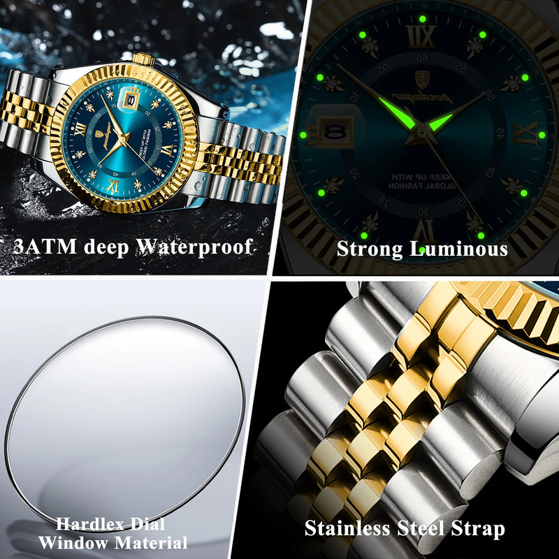 Luminous Date Men Watch Quartz Stainless Steel