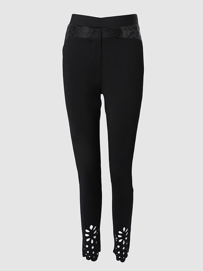 Plain Hollow Out Skinny Pants