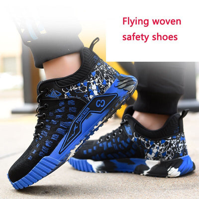 Safety Shoes Flying Woven Breathable Sneakers Steel Toe