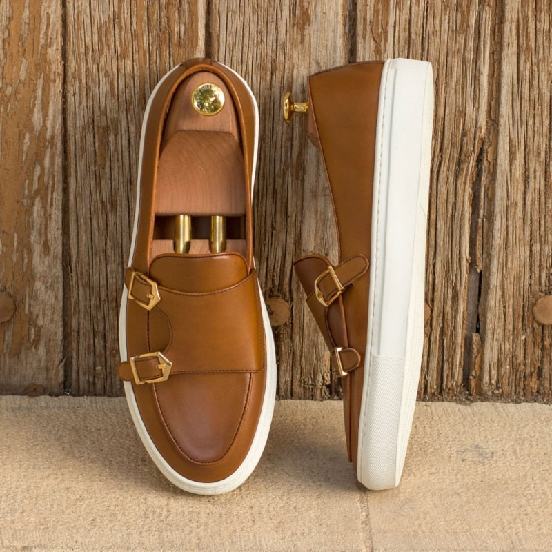 Vulcanize Shoes Double Buckle Monk