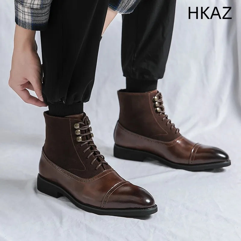 Men's Boots Pointed Toe Low-heeled Comfortable