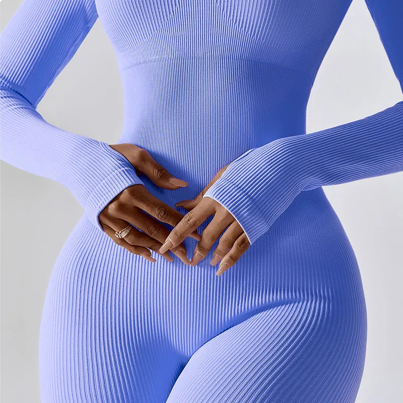 Jumpsuits One Piece Workout Ribbed Long Sleeve Rompers