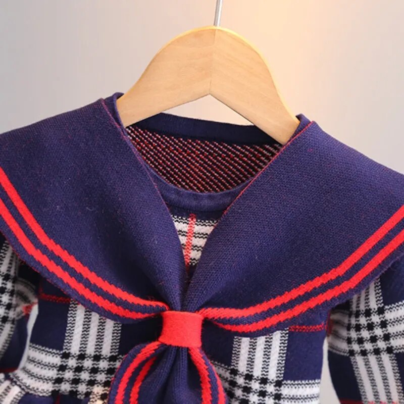 Toddler Girl Sweater Dress Girls Plaid Knitted