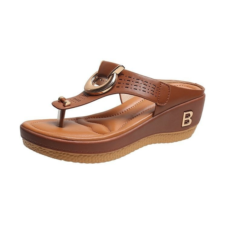 Open Toe Beach Shoes Flip Flops Wedges Comfortable Slippers