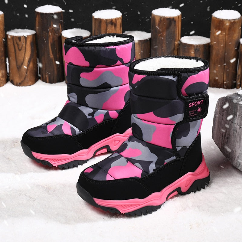 Winter Children Shoes Plush Waterproof Fabric Non-Slip Girl Shoes
