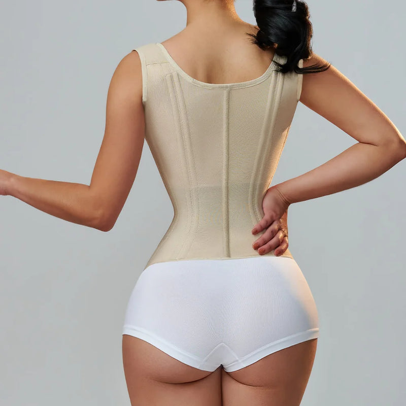 Fajas Colombians Girdles with Row Buckle and Zipper Postpartum Corset