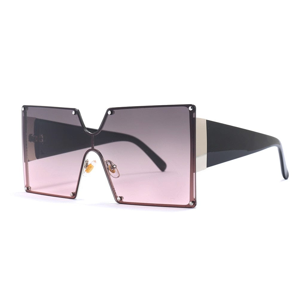 Einteilige, luxuriöse, quadratische Sonnenbrille mit Farbverlauf