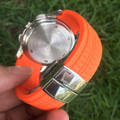 Mode de montre-bracelet en caoutchouc de luxe de marque supérieure