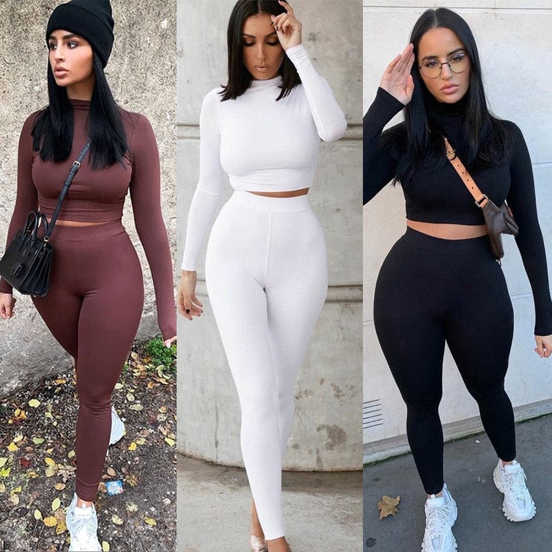 Two Piece Sets Women Solid Tracksuits