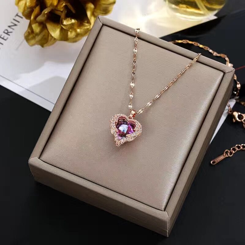 Heart Pendant Necklace for Women Stainless Steel