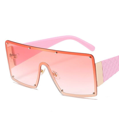 Quadratische Sonnenbrille für Damen, modisch, übergroßer Metallrahmen