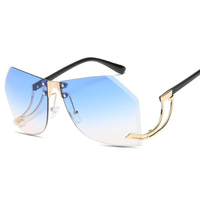 Women Brand Designer Alloy Frame Oversize Sunglasses