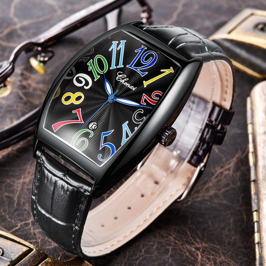 Horloge d'affaires bracelet en cuir montres à quartz montre pour hommes