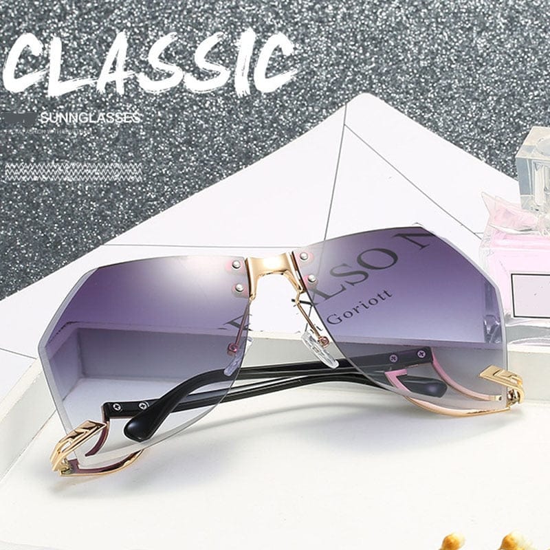 Women Brand Designer Alloy Frame Oversize Sunglasses