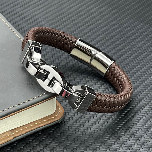 Genuine Leather Bracelet Magnetic Clasp Bangles