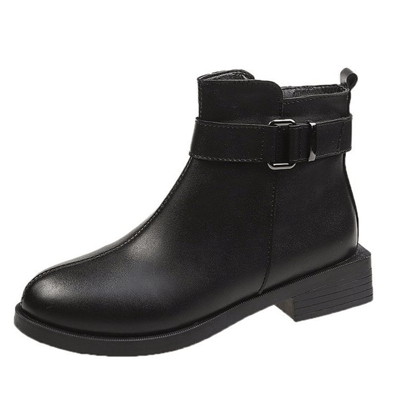 Boots women solid sewing zip winter round toe