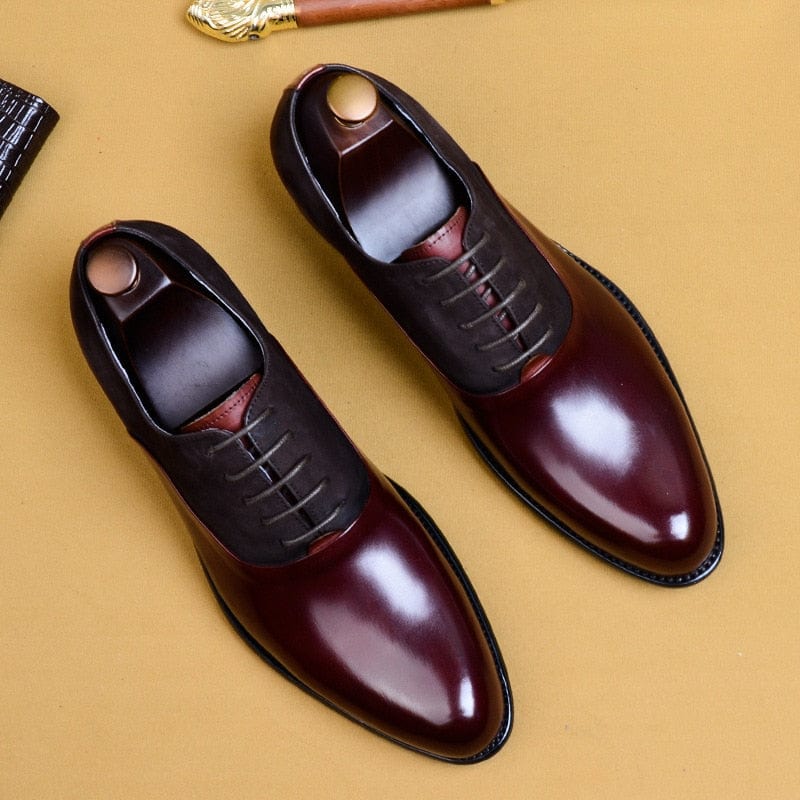 Brogue-Oxford-Schuhe aus echtem Rindsleder