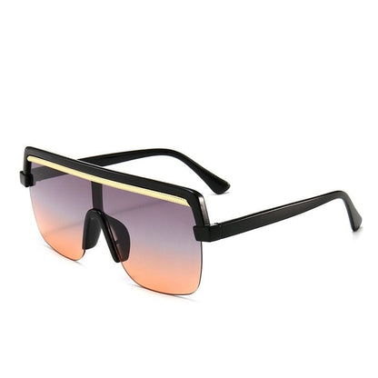Rechteckige Sonnenbrille im Retro-Markendesign mit flachem Oberteil