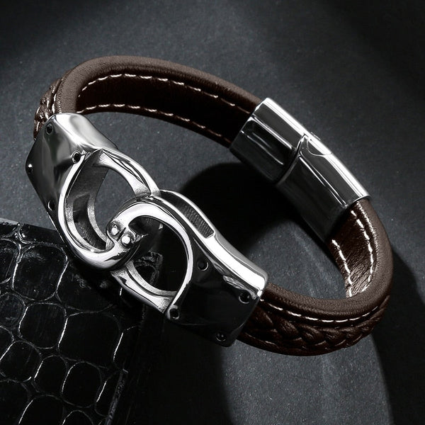 Magnet Bracelet Genuine Leather Stainless Steel