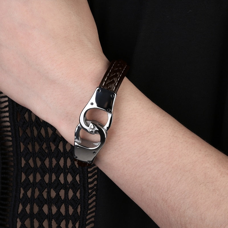 Magnet Bracelet Genuine Leather Stainless Steel