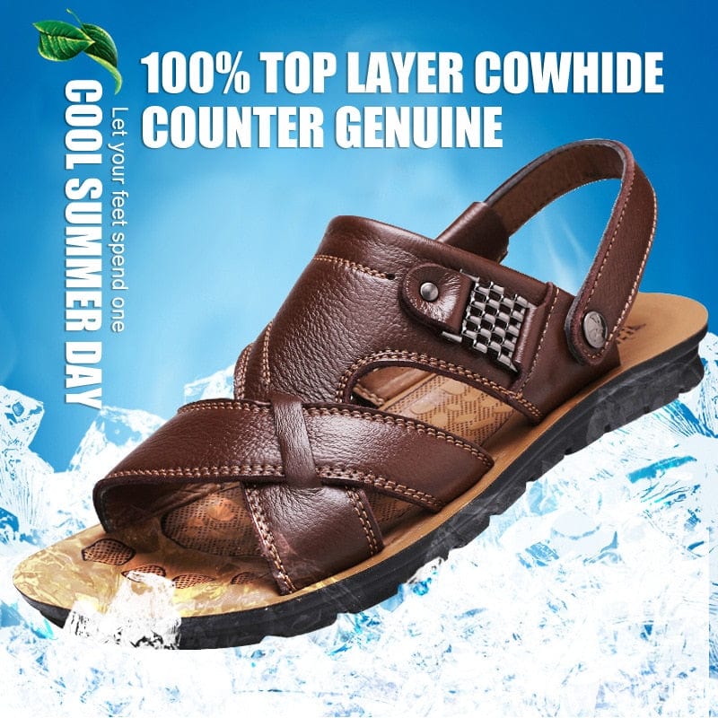 Men Leather Sandals Comfortable Outdoor Walking Footwear