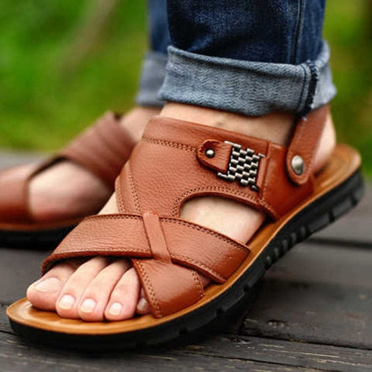 Hombres Sandalias de cuero cómodos al aire libre caminar calzado
