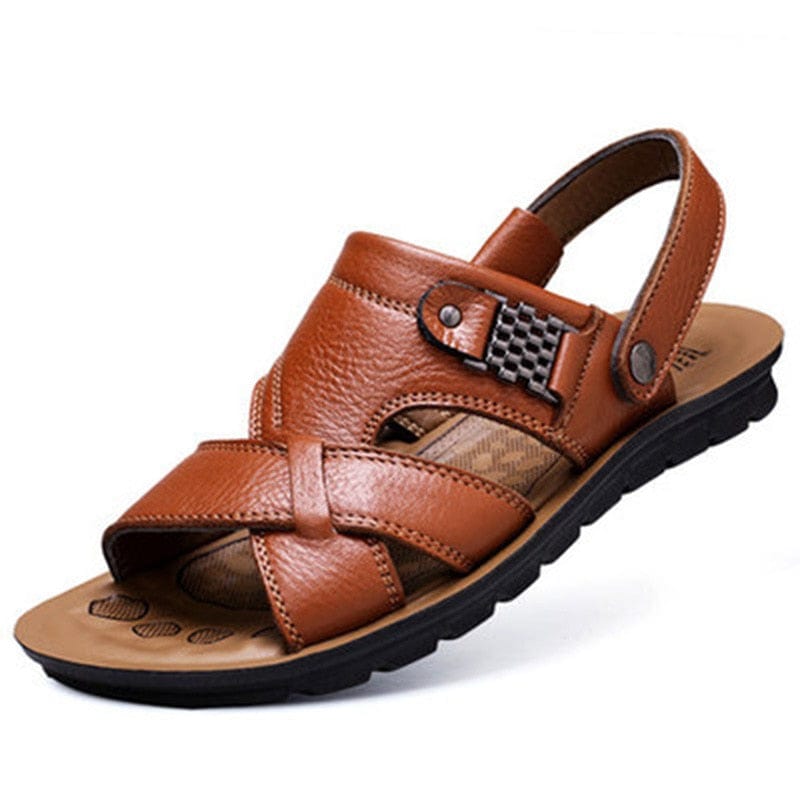 Sandales en cuir pour hommes Chaussures de marche confortables en plein air