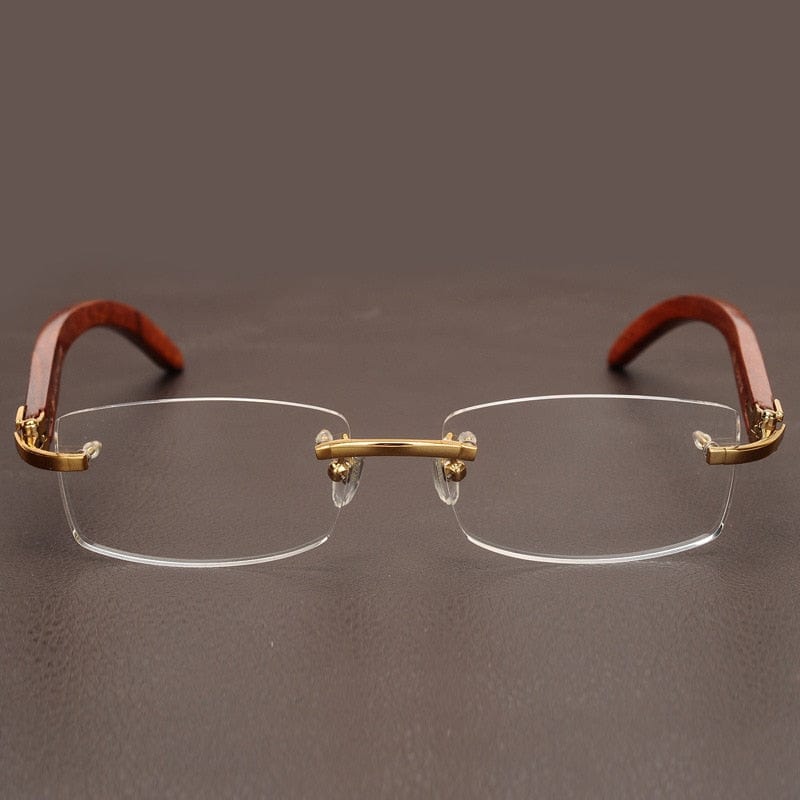 Monture de lunettes en bois doré pour homme Poids léger