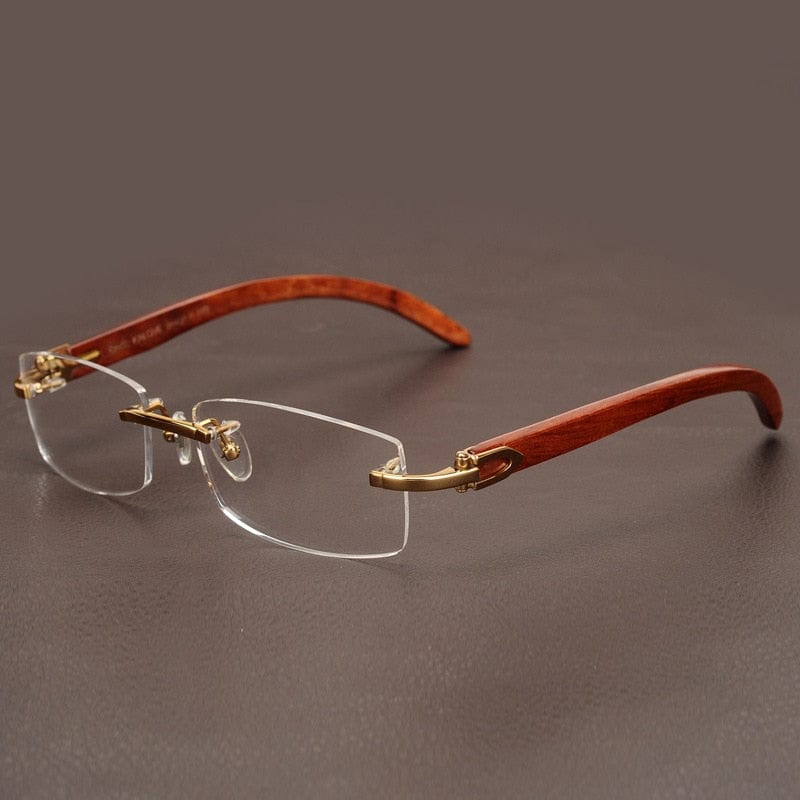 Marco de gafas de oro de madera para hombres peso ligero