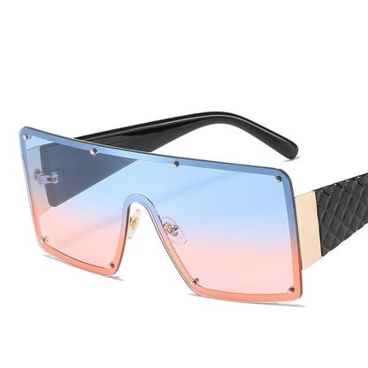 Quadratische Sonnenbrille für Damen, modisch, übergroßer Metallrahmen