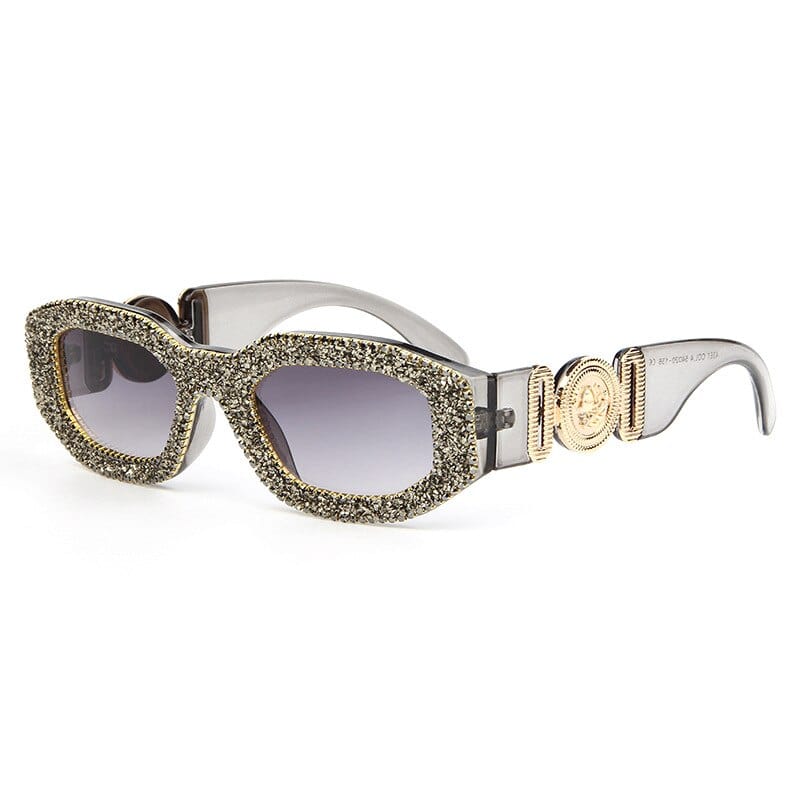 Luxuriöse quadratische Sonnenbrille mit Kristallen