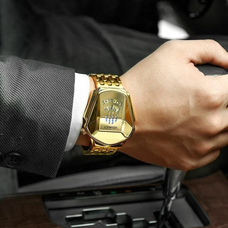 Montre-bracelet de luxe tendance cool pour hommes en acier inoxydable