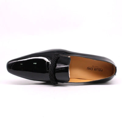 Leather Men Loafers With Black String Pointed Toe