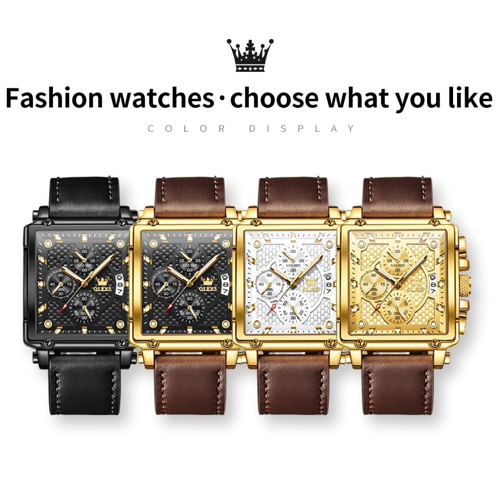Luxury Square Quartz Wristwatch Leather Strap