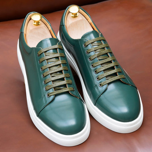 Chaussures décontractées en cuir véritable verni classique à lacets