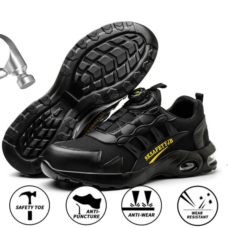 Safety Shoes Rotated Button Men Sneakers Steel Toe
