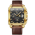 Luxury Square Quartz Wristwatch Leather Strap