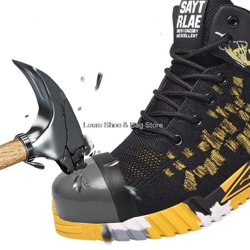 High Top Men's Safety Shoes Steel Toe Work Sneaker