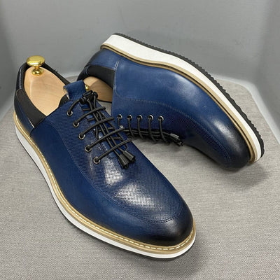 High Quality Genuine Leather Lace Up Luxury Sneakers