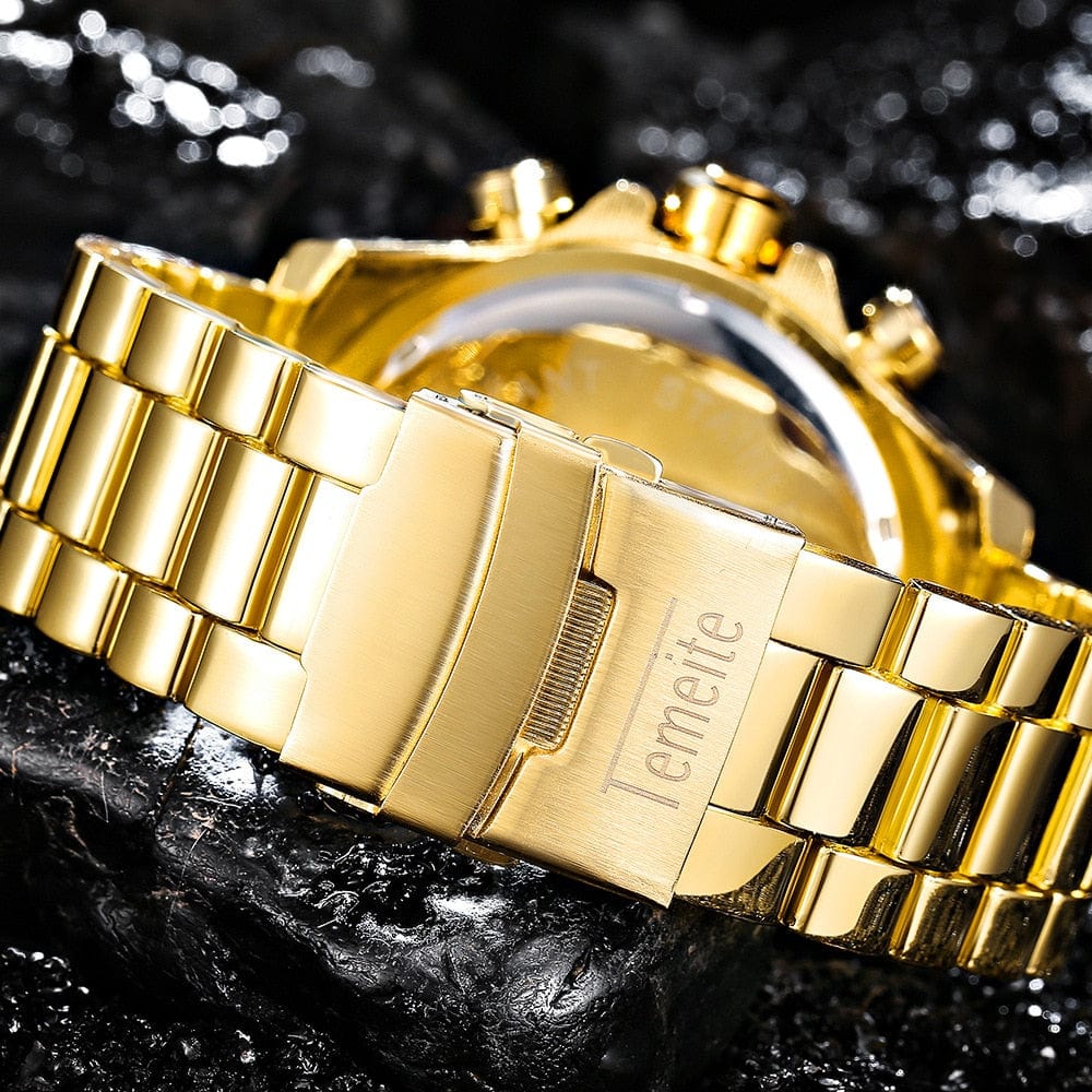 Luxury Brand Big Dial Quartz Waterproof Golden
