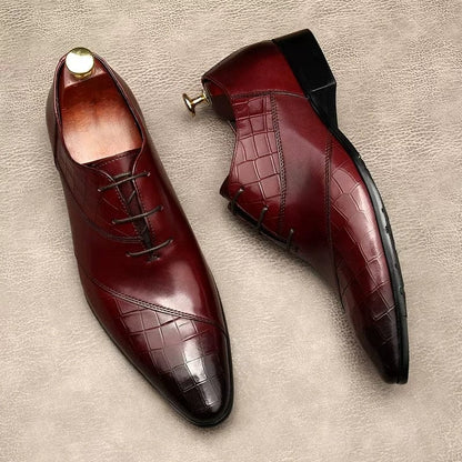 Italienische Herren-Schuhe aus echtem Leder zum Schnüren in Schwarz