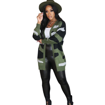 Winter Elegant Camouflage Knitted Clothing