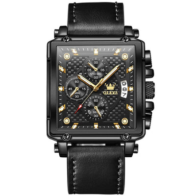 Luxury Square Quartz Wristwatch Leather Strap